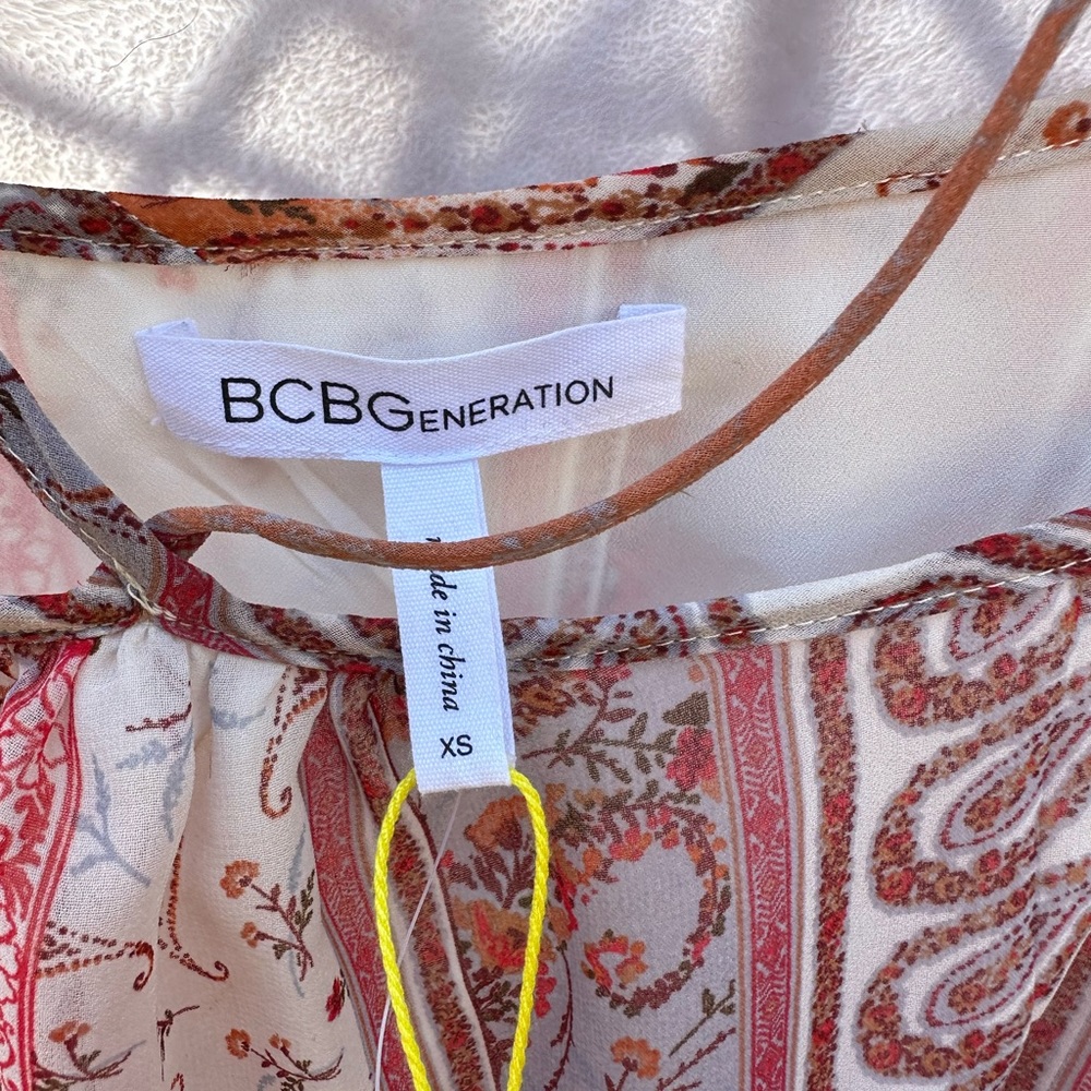 NWT BCBGeneration paisley patchwork‎ off the shou… - image 14